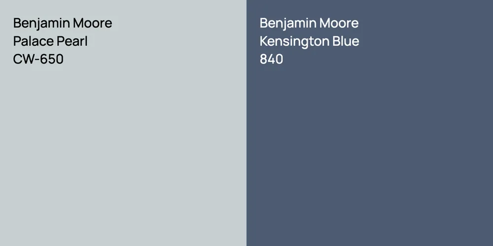 Benjamin Moore Palace Pearl vs. Benjamin Moore Kensington Blue