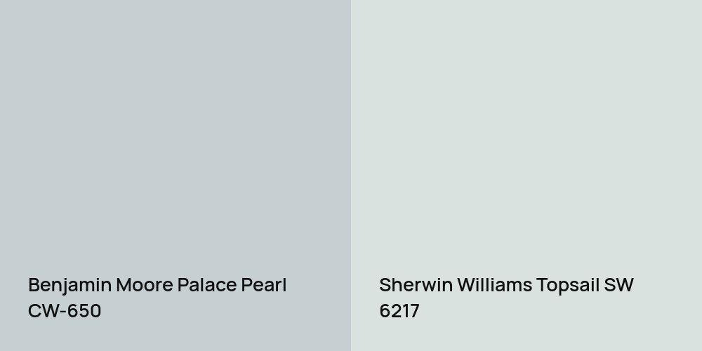 Benjamin Moore Palace Pearl vs. Sherwin Williams Topsail