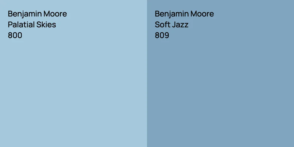 Benjamin Moore Palatial Skies vs. Benjamin Moore Soft Jazz