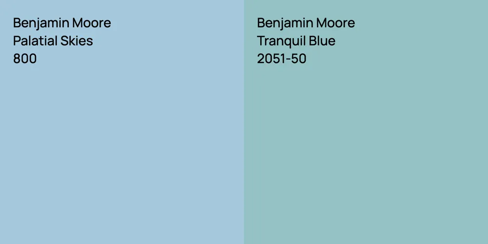 Benjamin Moore Palatial Skies vs. Benjamin Moore Tranquil Blue