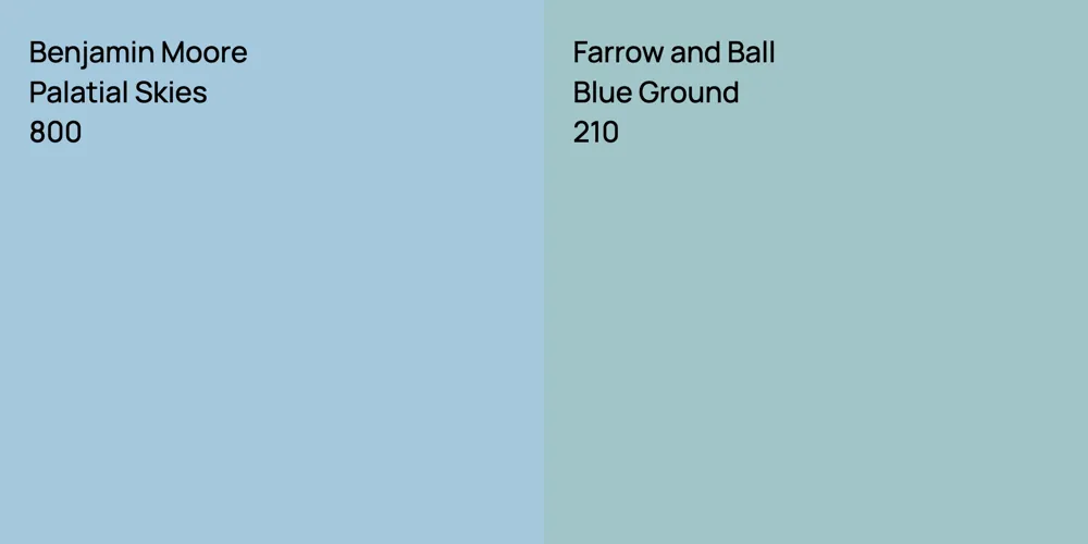 Benjamin Moore Palatial Skies vs. Farrow and Ball Blue Ground