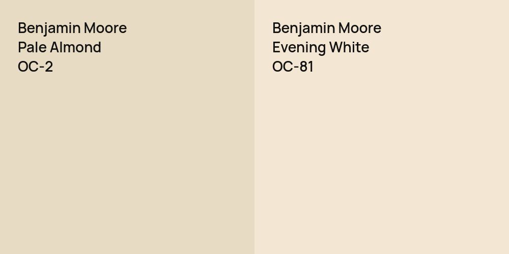 Benjamin Moore Pale Almond vs. Benjamin Moore Evening White