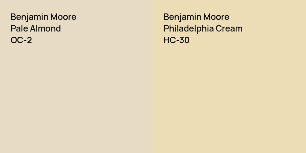 Benjamin Moore Pale Almond vs. Benjamin Moore Philadelphia Cream