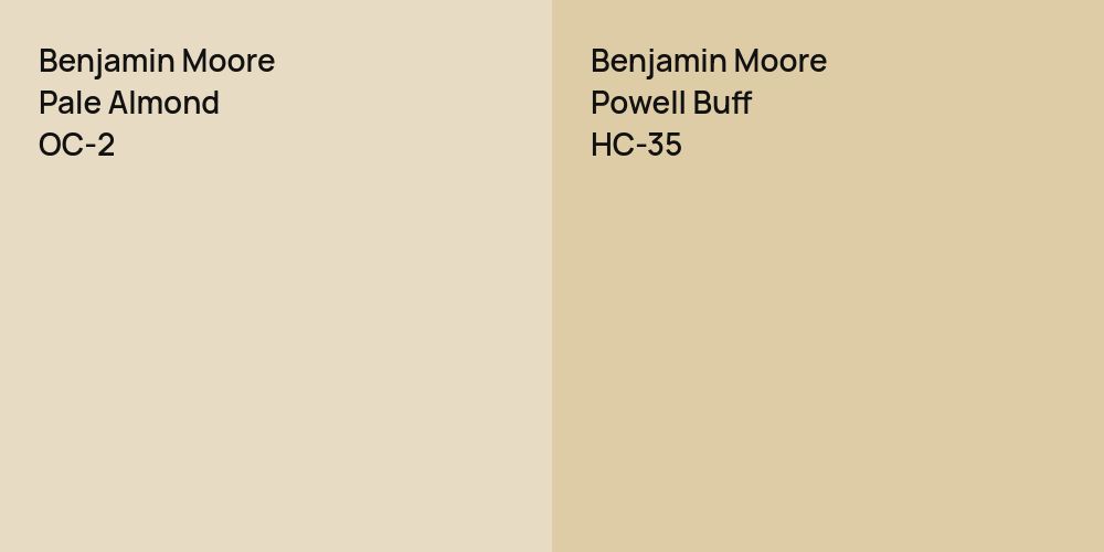 Benjamin Moore Pale Almond vs. Benjamin Moore Powell Buff