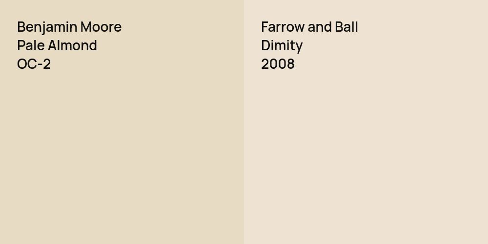 Benjamin Moore Pale Almond vs. Farrow and Ball Dimity