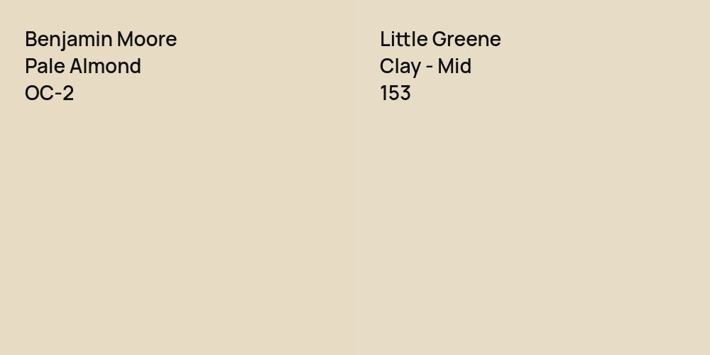 Benjamin Moore Pale Almond vs. Little Greene Clay - Mid