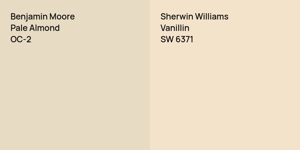 Benjamin Moore Pale Almond vs. Sherwin Williams Vanillin