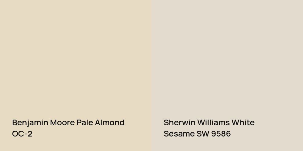 Benjamin Moore Pale Almond vs. Sherwin Williams White Sesame