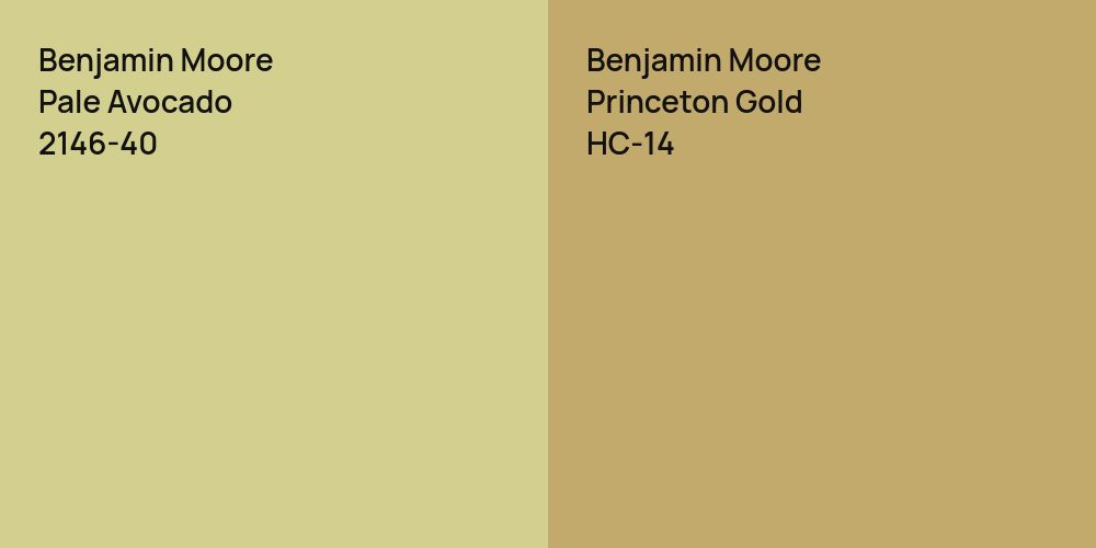 Benjamin Moore Pale Avocado vs. Benjamin Moore Princeton Gold