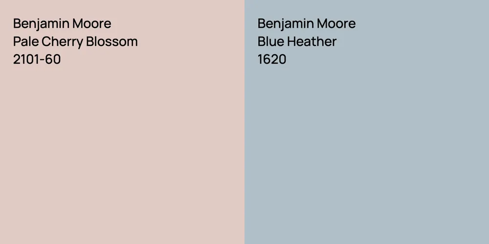 Benjamin Moore Pale Cherry Blossom vs. Benjamin Moore Blue Heather