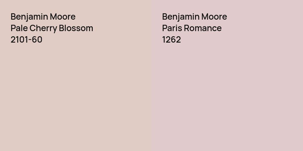 Benjamin Moore Pale Cherry Blossom vs. Benjamin Moore Paris Romance