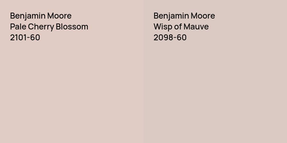 Benjamin Moore Pale Cherry Blossom vs. Benjamin Moore Wisp of Mauve