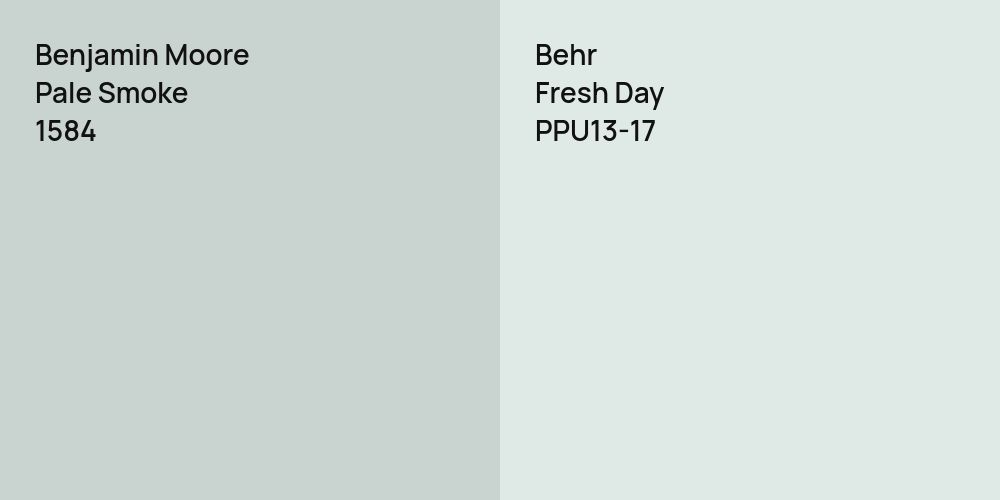 Benjamin Moore Pale Smoke vs. Behr Fresh Day