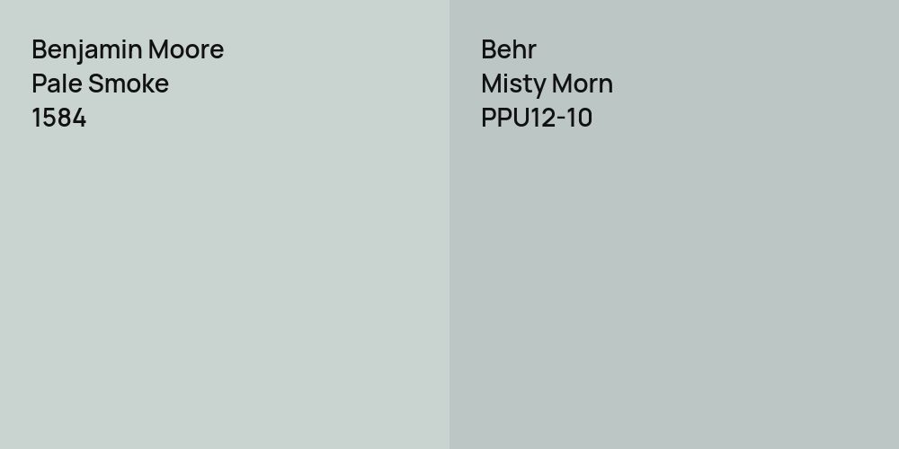 Benjamin Moore Pale Smoke vs. Behr Misty Morn