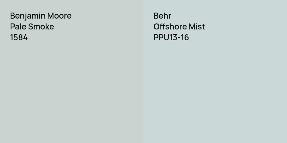 Benjamin Moore Pale Smoke vs. Behr Offshore Mist