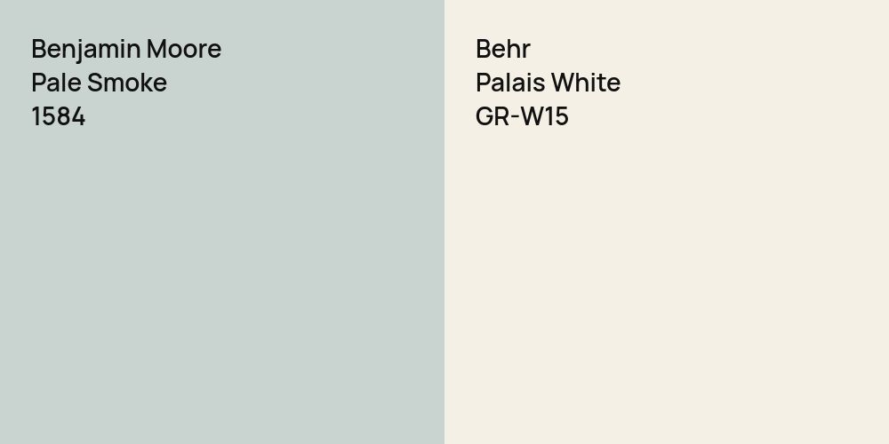 Benjamin Moore Pale Smoke vs. Behr Palais White