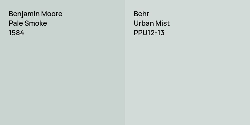 Benjamin Moore Pale Smoke vs. Behr Urban Mist