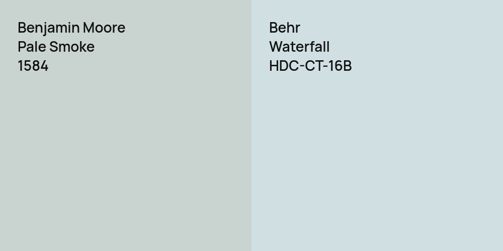 Benjamin Moore Pale Smoke vs. Behr Waterfall