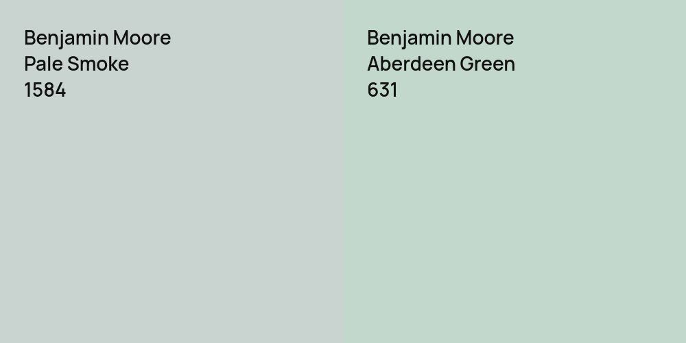 Benjamin Moore Pale Smoke vs. Benjamin Moore Aberdeen Green