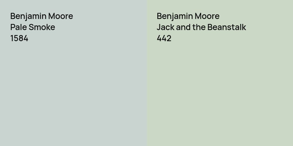 Benjamin Moore Pale Smoke vs. Benjamin Moore Jack and the Beanstalk