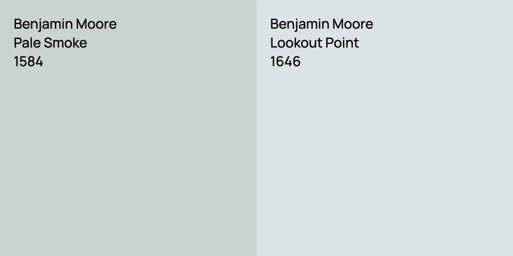 Benjamin Moore Pale Smoke vs. Benjamin Moore Lookout Point