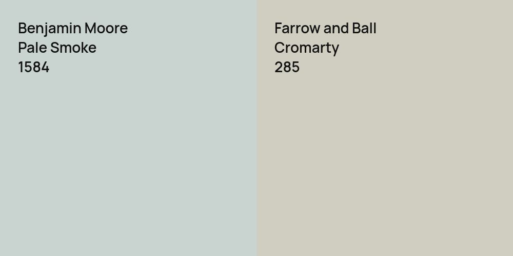 Benjamin Moore Pale Smoke vs. Farrow and Ball Cromarty