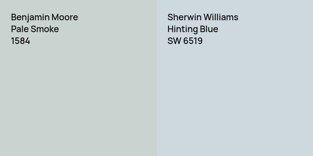 Benjamin Moore Pale Smoke vs. Sherwin Williams Hinting Blue