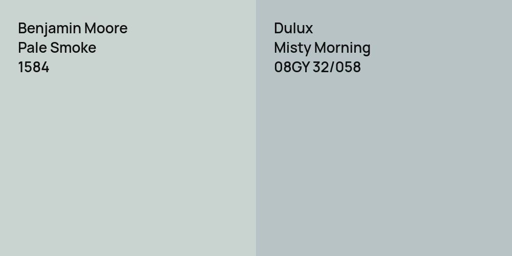 Benjamin Moore Pale Smoke vs. Dulux Misty Morning