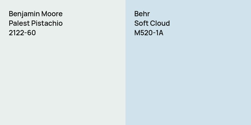 Benjamin Moore Palest Pistachio vs. Behr Soft Cloud