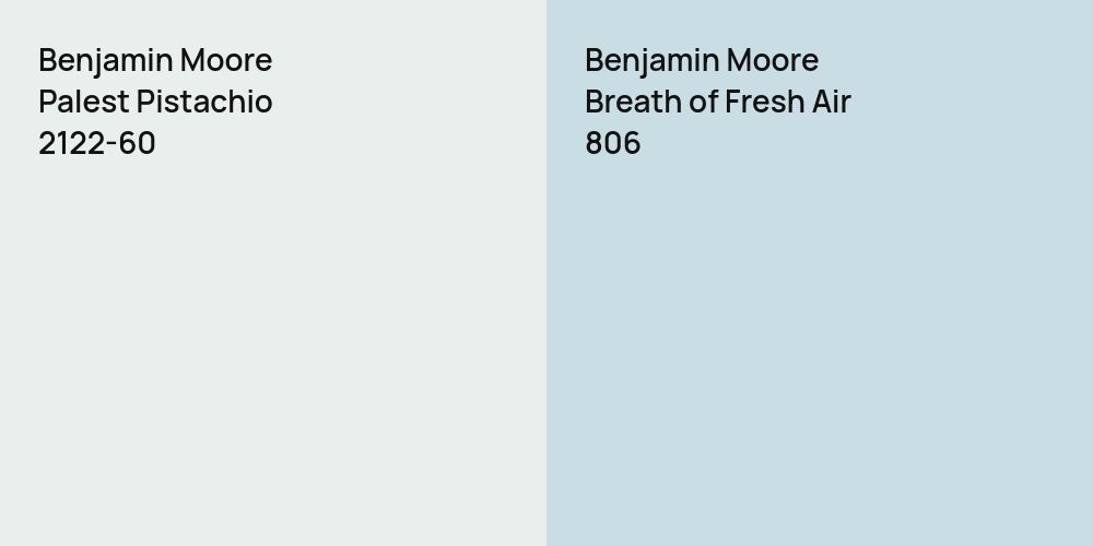 Benjamin Moore Palest Pistachio vs. Benjamin Moore Breath of Fresh Air