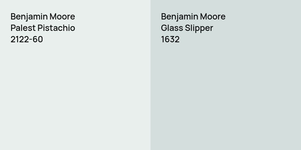 Benjamin Moore Palest Pistachio vs. Benjamin Moore Glass Slipper