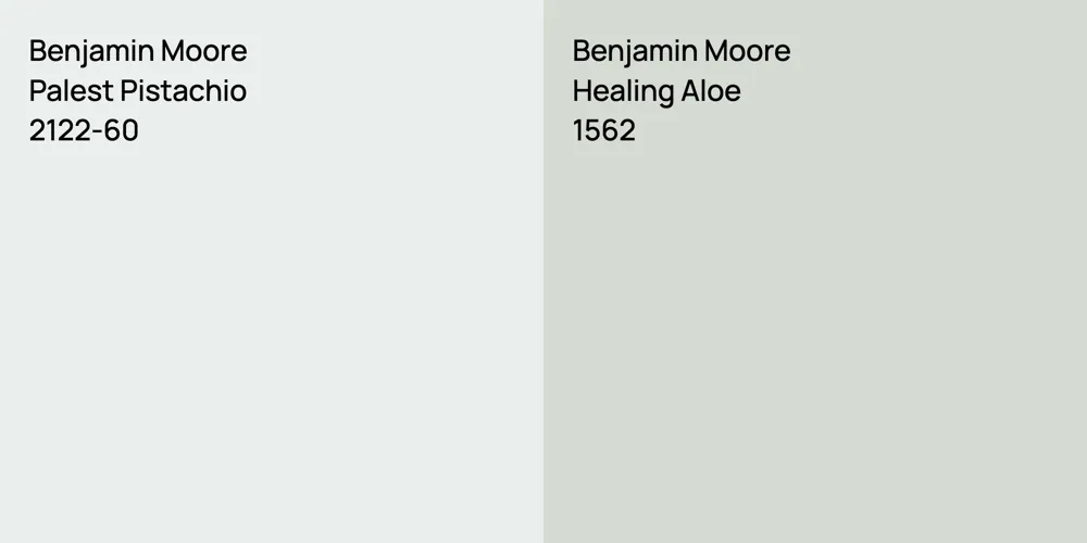 Benjamin Moore Palest Pistachio vs. Benjamin Moore Healing Aloe