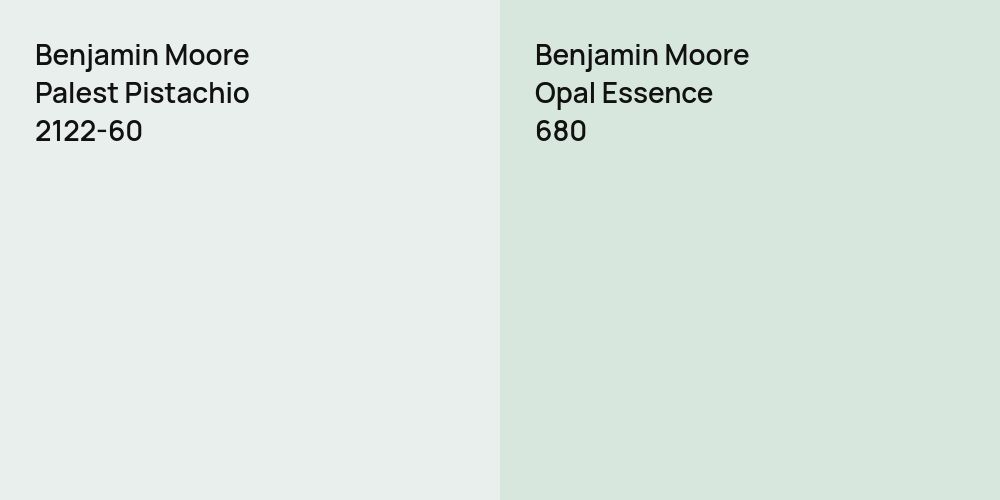 Benjamin Moore Palest Pistachio vs. Benjamin Moore Opal Essence