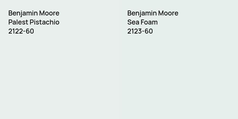 Benjamin Moore Palest Pistachio vs. Benjamin Moore Sea Foam