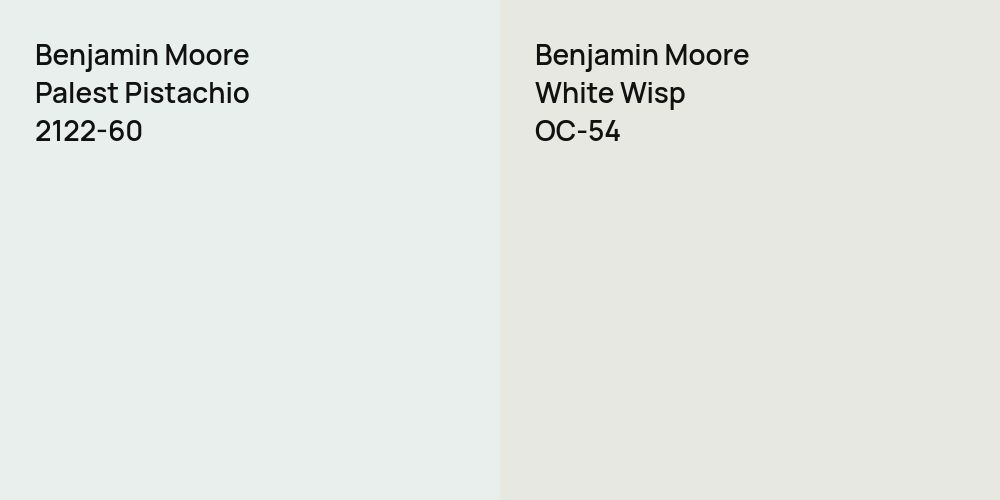 Benjamin Moore Palest Pistachio vs. Benjamin Moore White Wisp