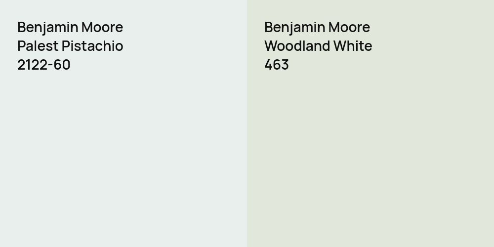 Benjamin Moore Palest Pistachio vs. Benjamin Moore Woodland White