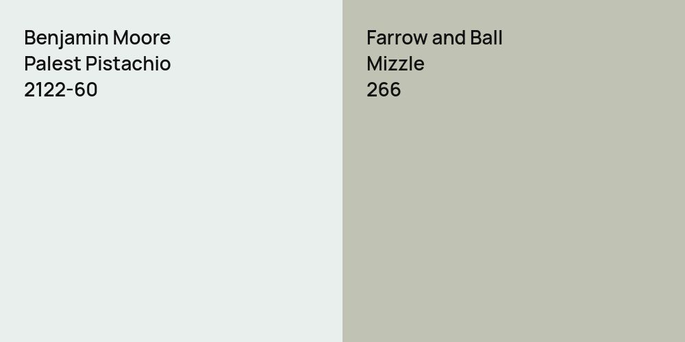 Benjamin Moore Palest Pistachio vs. Farrow and Ball Mizzle