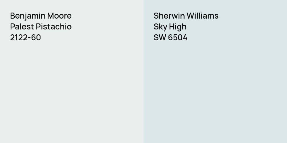 Benjamin Moore Palest Pistachio vs. Sherwin Williams Sky High