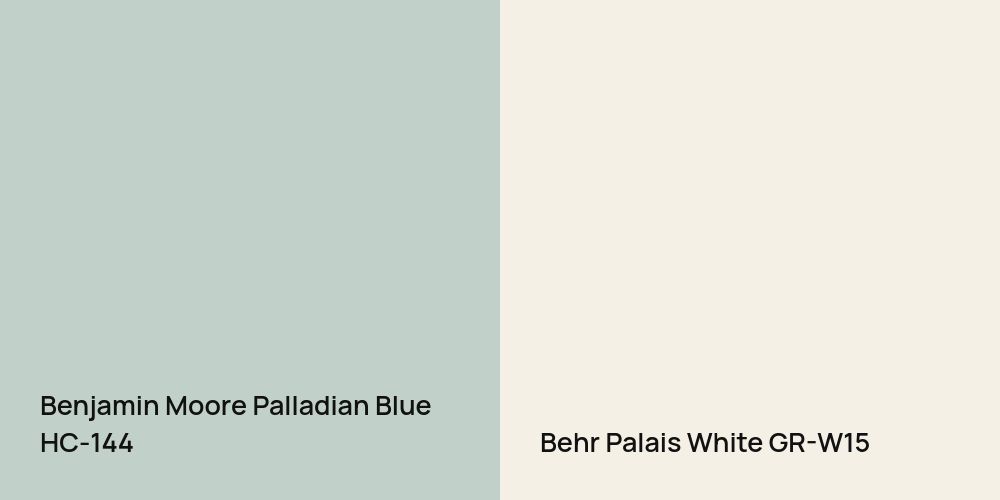 Benjamin Moore Palladian Blue vs. Behr Palais White