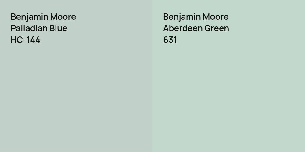 Benjamin Moore Palladian Blue vs. Benjamin Moore Aberdeen Green