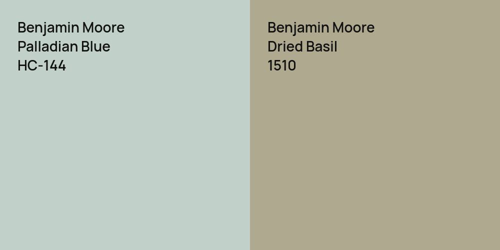 Benjamin Moore Palladian Blue vs. Benjamin Moore Dried Basil