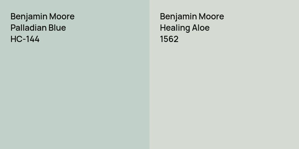 Benjamin Moore Palladian Blue vs. Benjamin Moore Healing Aloe