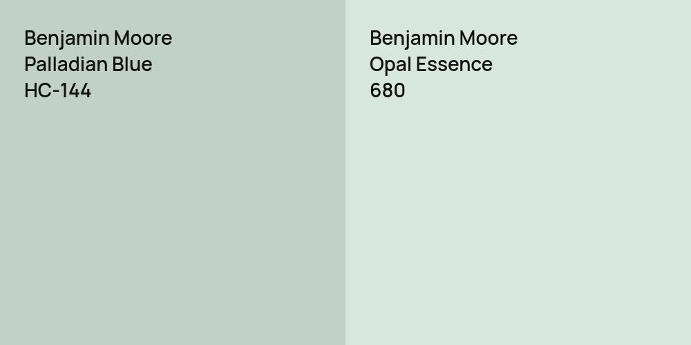 Benjamin Moore Palladian Blue vs. Benjamin Moore Opal Essence