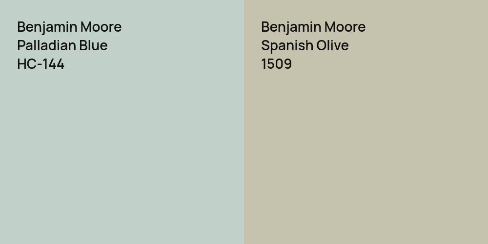 Benjamin Moore Palladian Blue vs. Benjamin Moore Spanish Olive