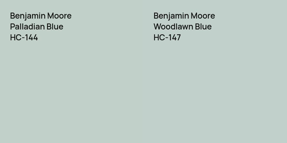 Benjamin Moore Palladian Blue vs. Benjamin Moore Woodlawn Blue