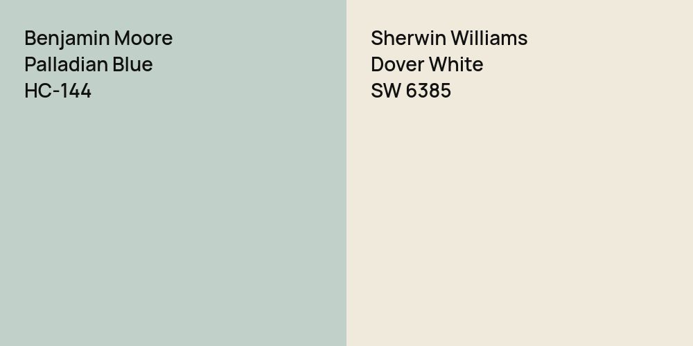 Benjamin Moore Palladian Blue vs. Sherwin Williams Dover White