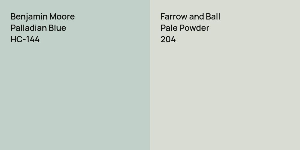 Benjamin Moore Palladian Blue vs. Farrow and Ball Pale Powder