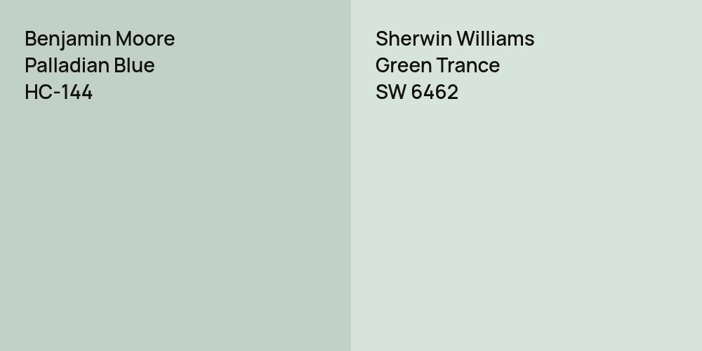 Benjamin Moore Palladian Blue vs. Sherwin Williams Green Trance