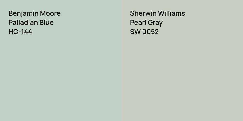 Benjamin Moore Palladian Blue vs. Sherwin Williams Pearl Gray