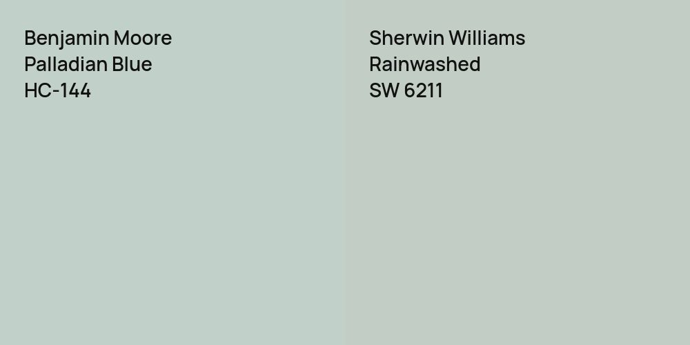 Benjamin Moore Palladian Blue vs. Sherwin Williams Rainwashed